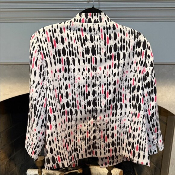 Kim Rogers Women's Black, White, and Pink Patterned Blazer Size 14 - Picture 4 of 4